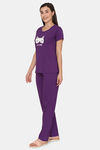 Coucou Printed Pyjama Set - Bright Violet — thumbnail 2